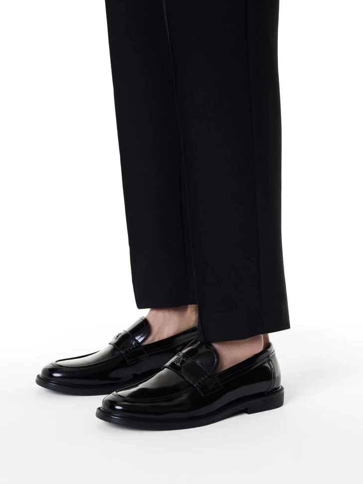Kazar Monogrammed Black Slip-on Loafers