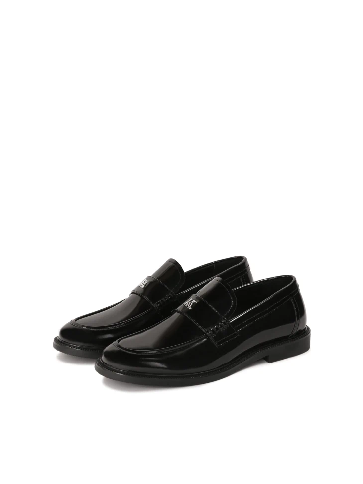 Kazar Monogrammed Black Slip-on Loafers