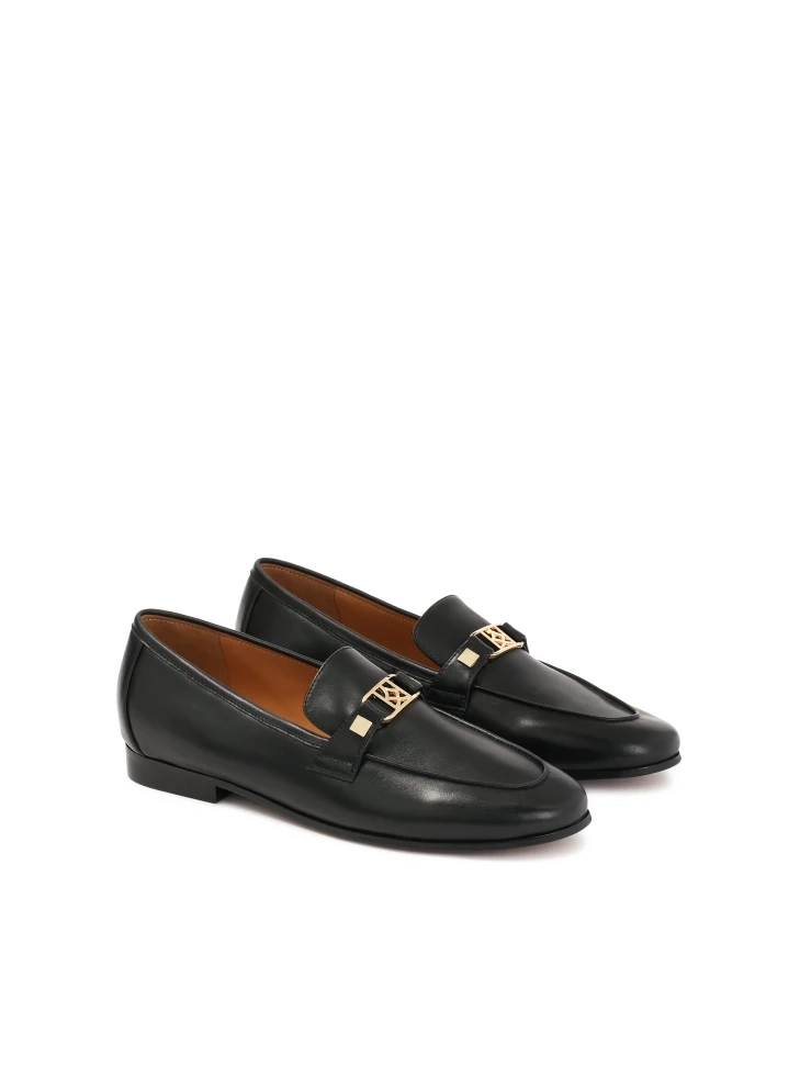Kazar Monogrammed Slip-on Leather Loafers