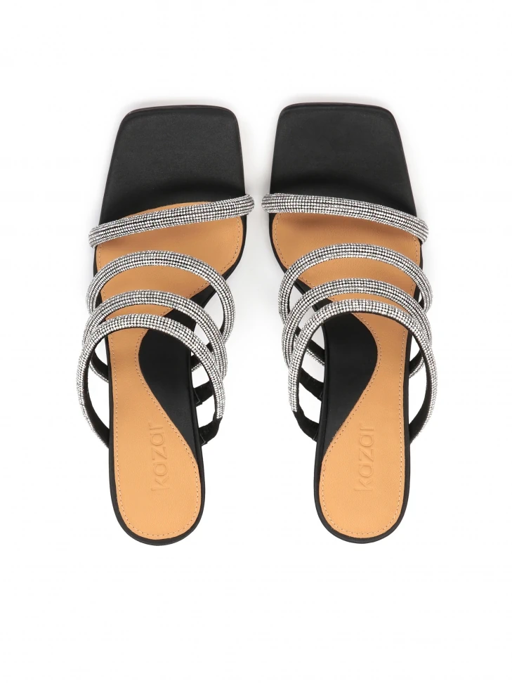 Kazar Mules On A Heel Decorated With Cristals