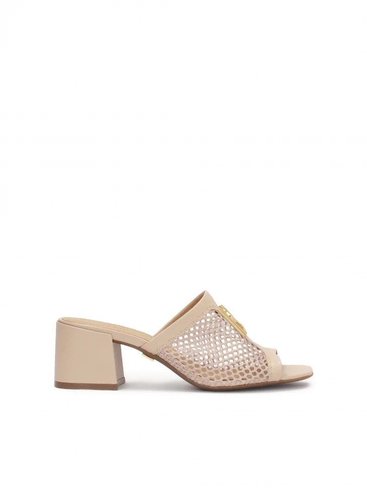 kazar Mules on wide heel with airy mesh material