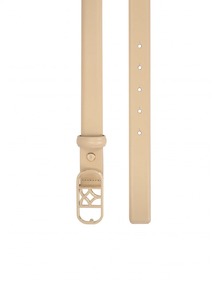 Kazar Narrow Beige Belt With A Striking Buckle