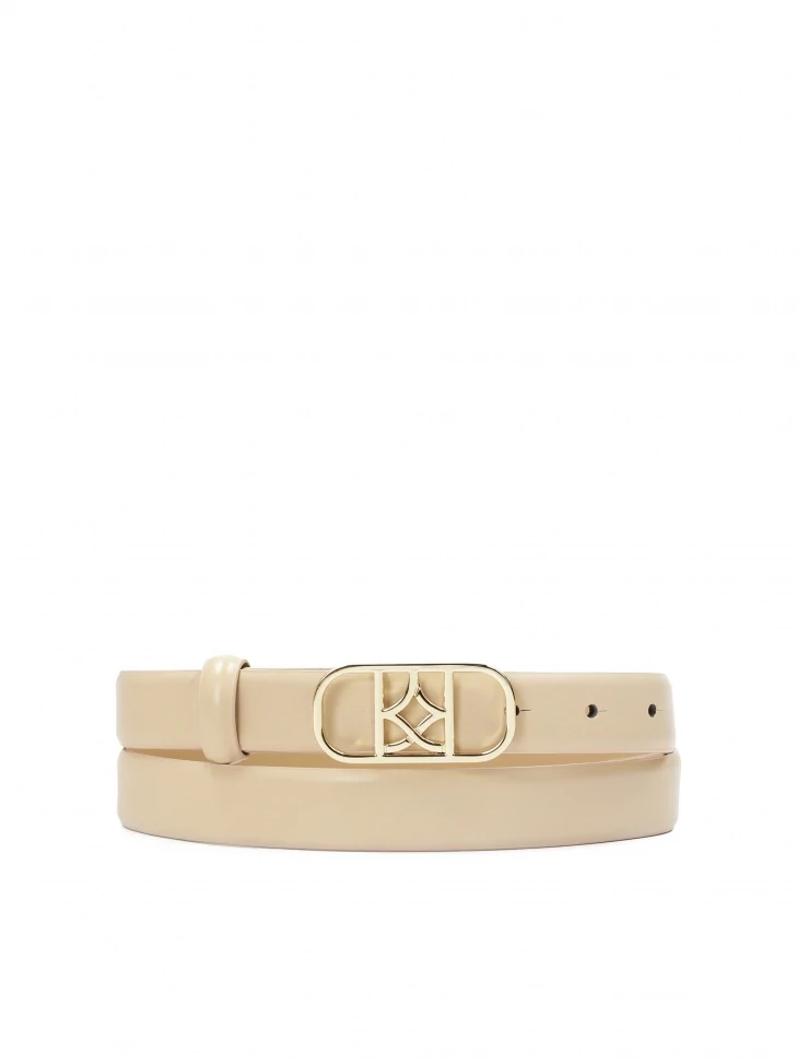 kazar Narrow beige belt with a striking buckle