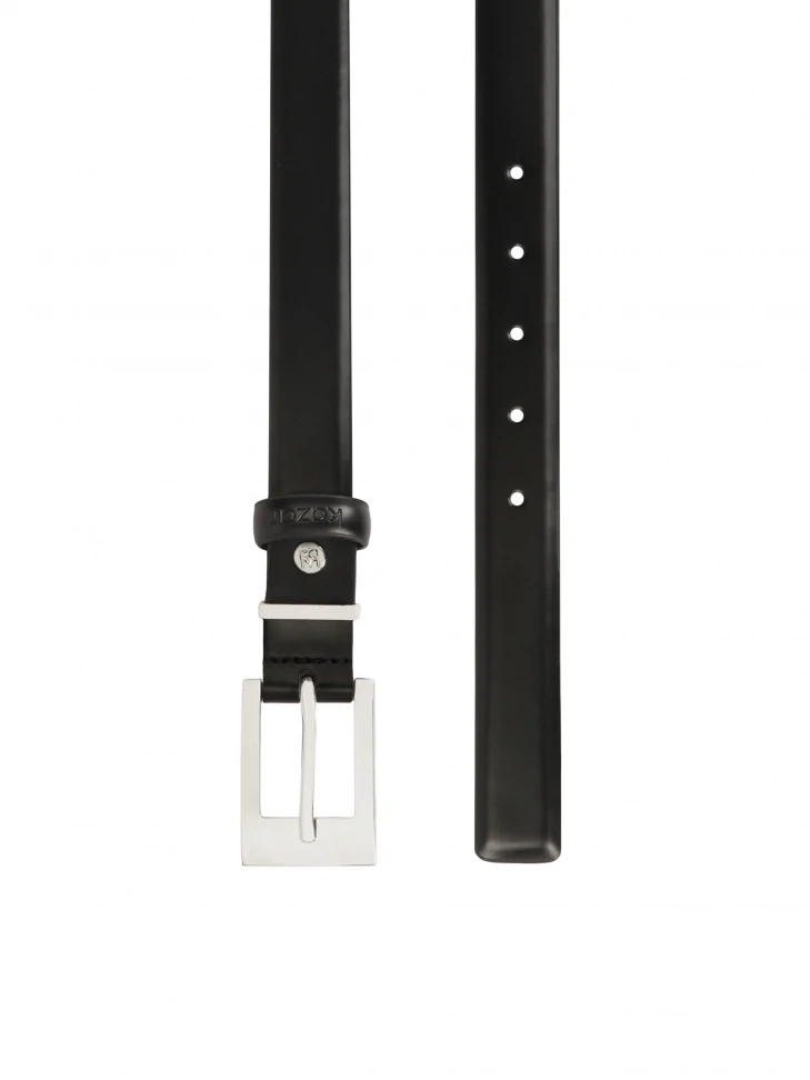 Kazar Narrow Belt In Smooth Black Leather