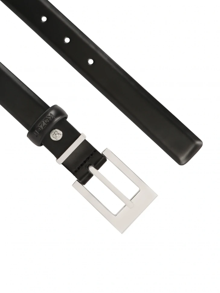 Kazar Narrow Belt In Smooth Black Leather