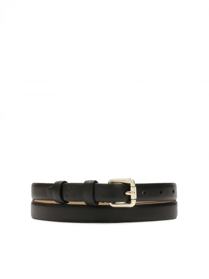 kazar Narrow black belt with gold buckle