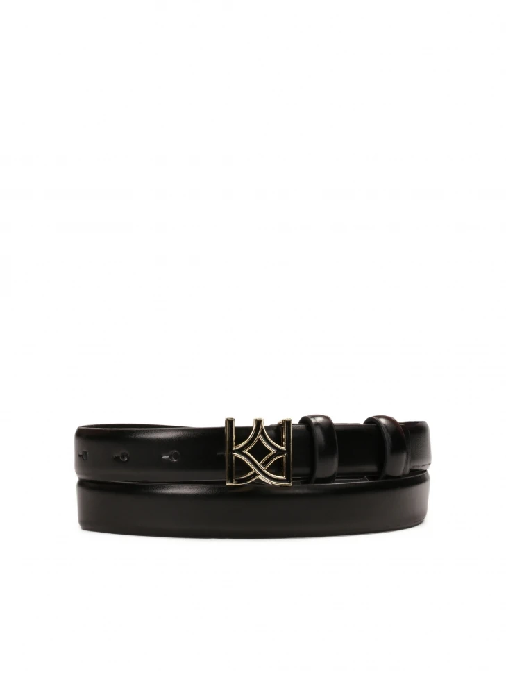 kazar Narrow black belt with logo buckle