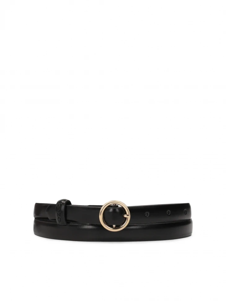 kazar Narrow black belt with round buckle