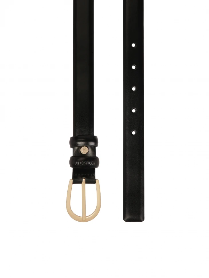 Kazar Narrow Black Belt With Rounded Buckle