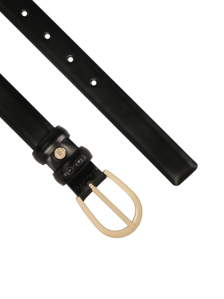 Kazar Narrow Black Belt With Rounded Buckle