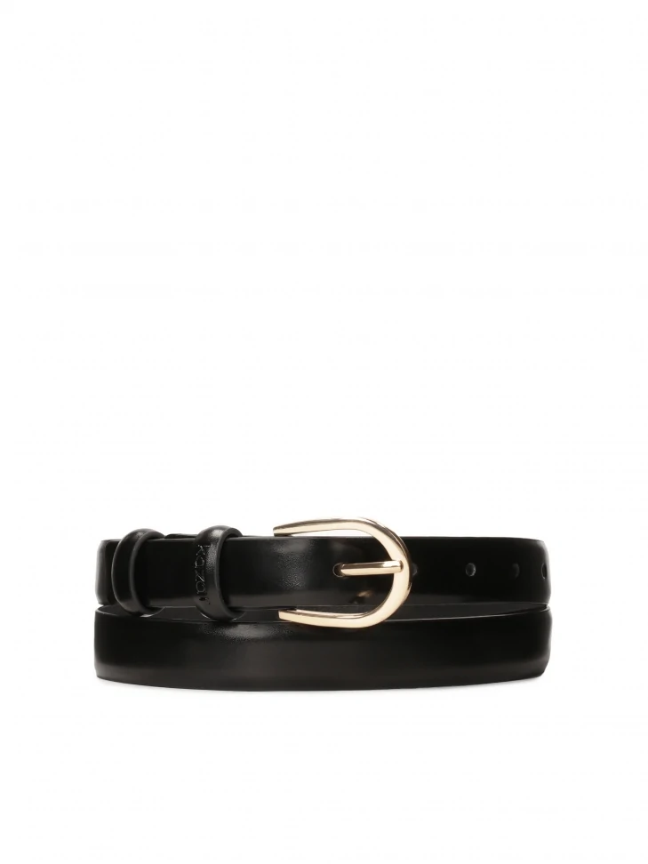 kazar Narrow black belt with rounded buckle