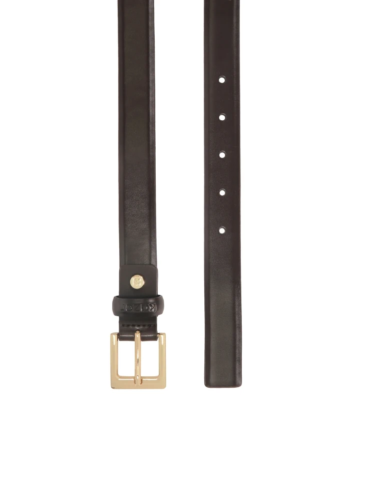 Kazar Narrow Brown Belt With Gold Buckle