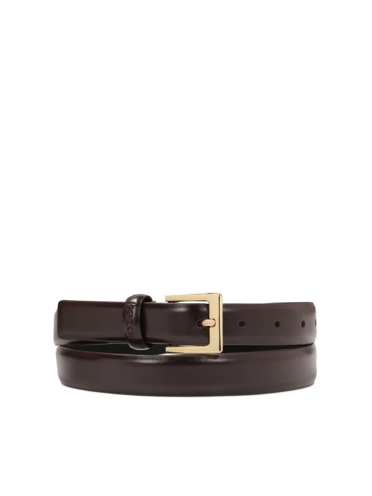 kazar Narrow brown belt with gold buckle