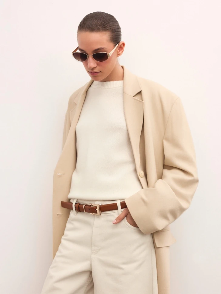 Kazar Narrow Brown Natural Leather Belt
