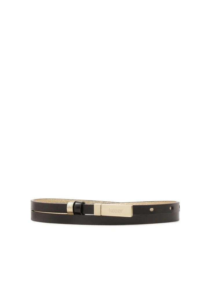 Kazar Narrow Leather Belt In Black