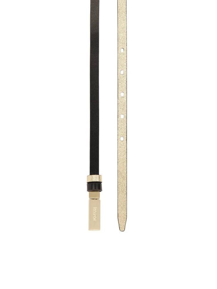 Kazar Narrow Leather Belt In Black
