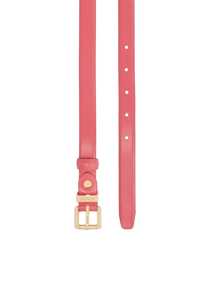 Kazar Narrow Leather Belt In Coral Color