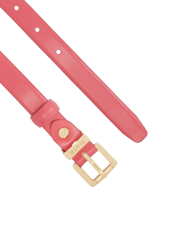 Kazar Narrow Leather Belt In Coral Color