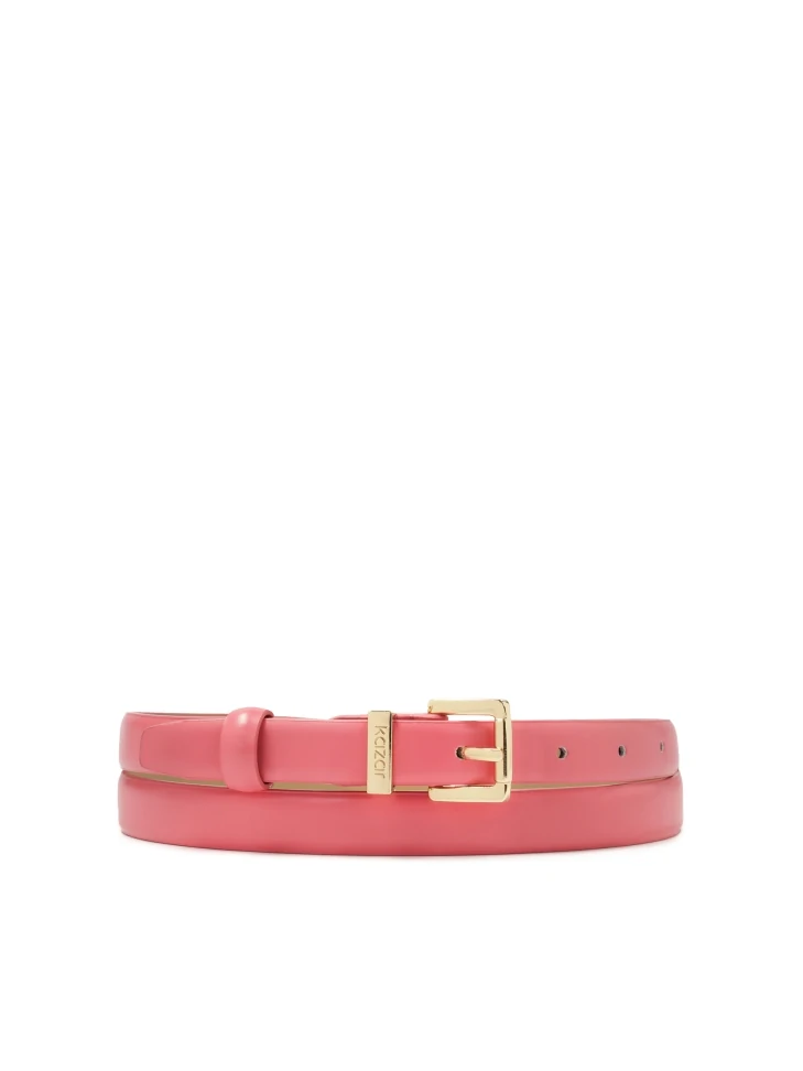 kazar Narrow leather belt in coral color