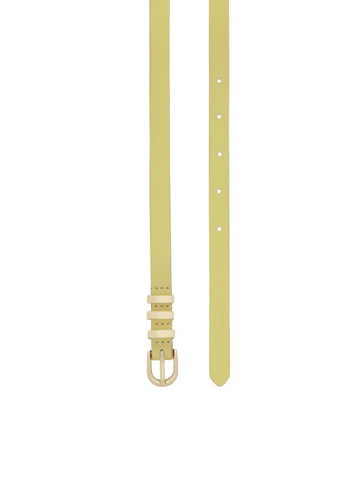 Kazar Narrow Leather Belt With Gold Hardware