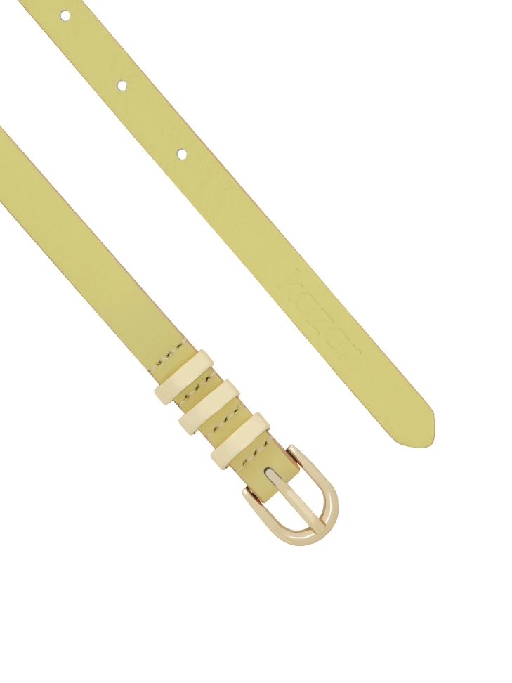 Kazar Narrow Leather Belt With Gold Hardware