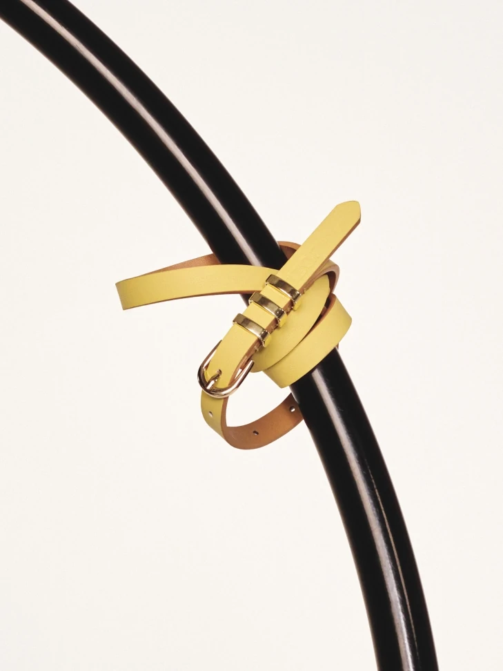 Kazar Narrow Leather Belt With Gold Hardware