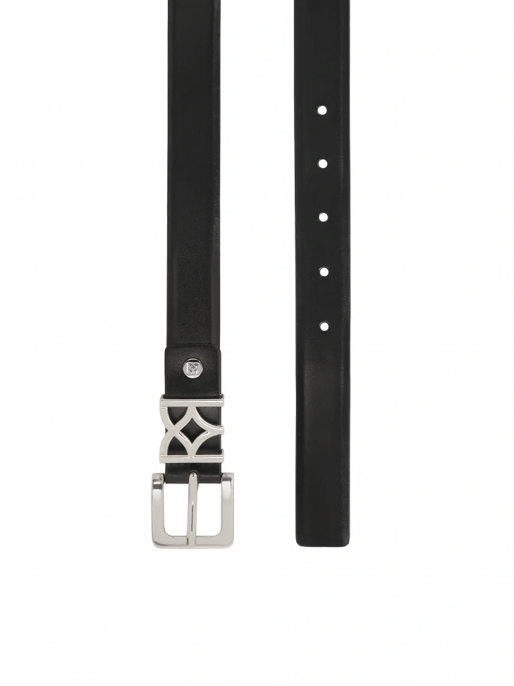 Kazar Narrow Leather Belt With Logo Buckle