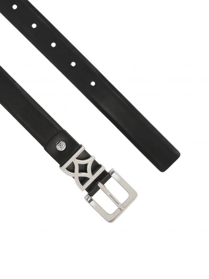 Kazar Narrow Leather Belt With Logo Buckle