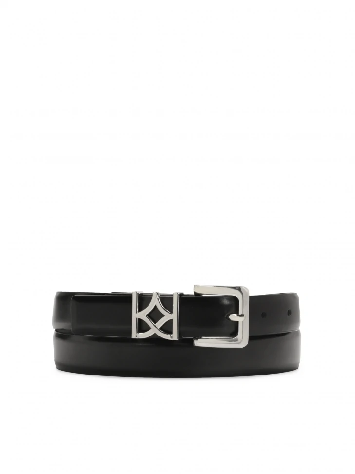 kazar Narrow leather belt with logo buckle