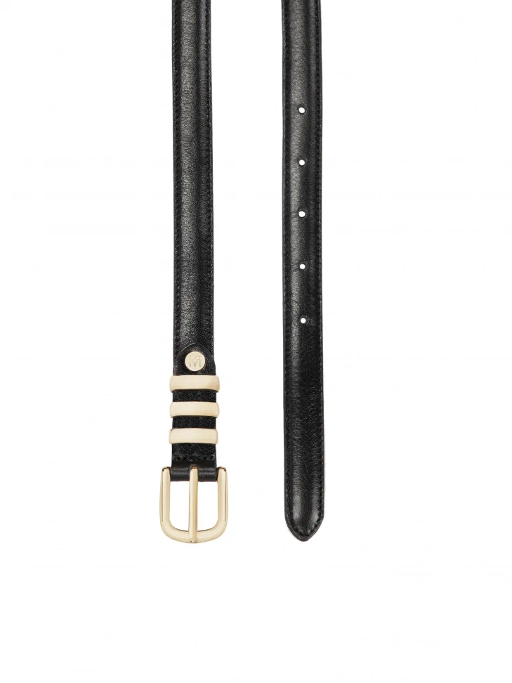 Kazar Narrow Leather Belt With Rounded Buckle