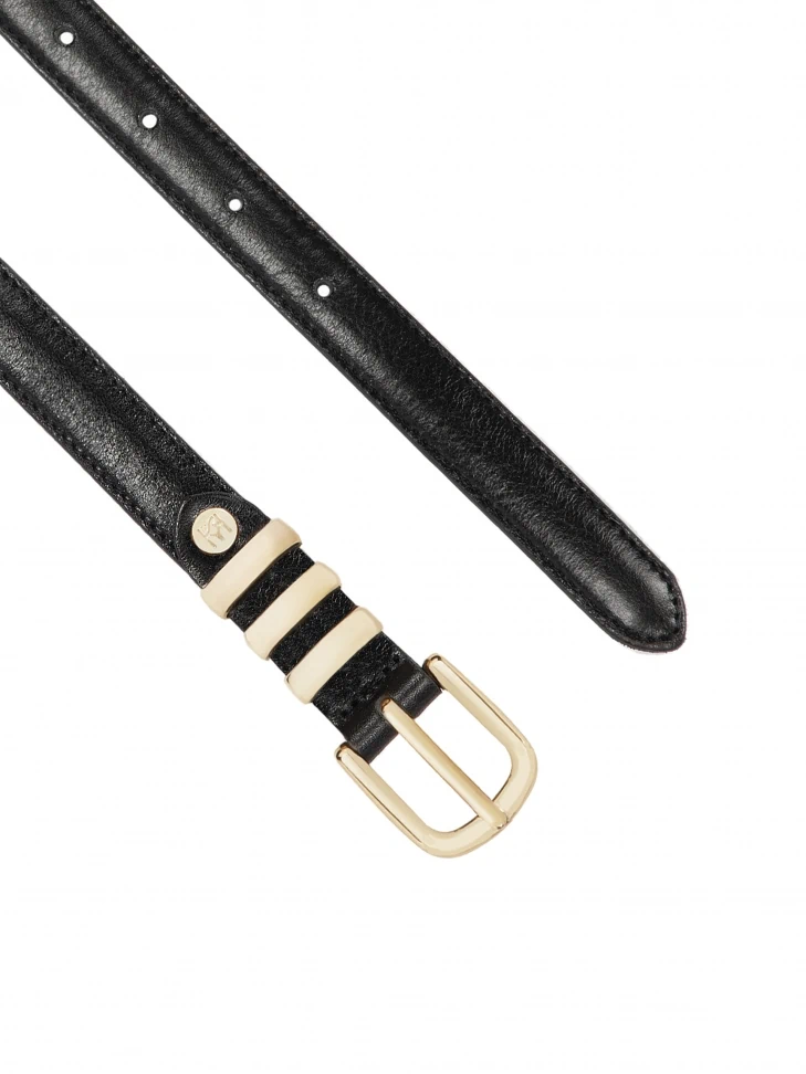 Kazar Narrow Leather Belt With Rounded Buckle