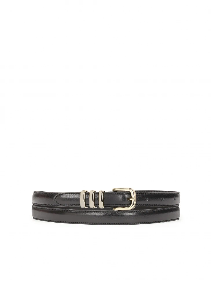 kazar Narrow leather belt with rounded buckle