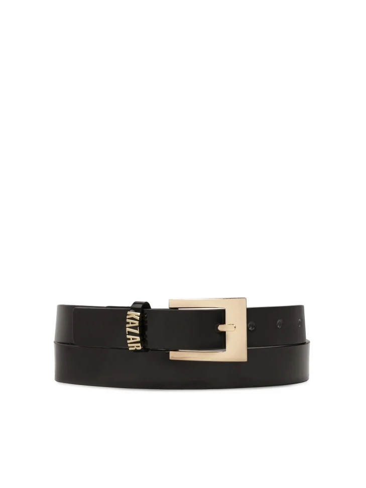 kazar Narrow patent belt with gold logo