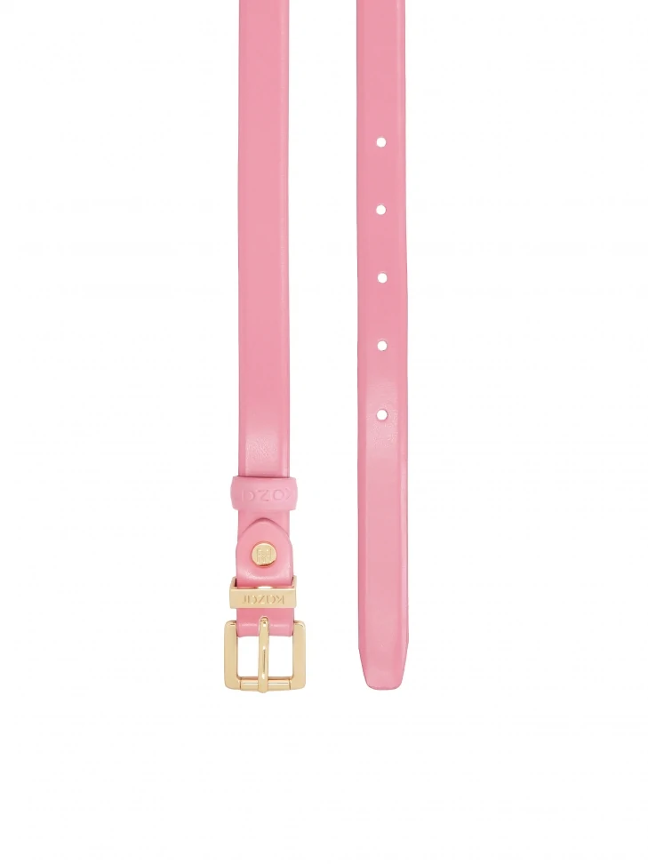 Kazar Narrow Pink Dress Belt With Gold Buckle