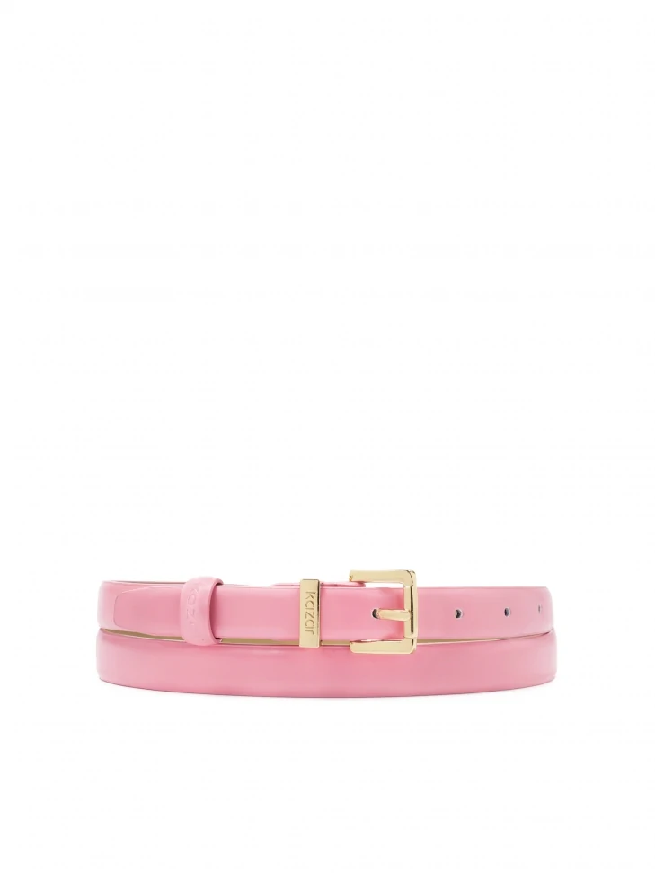 kazar Narrow pink dress belt with gold buckle