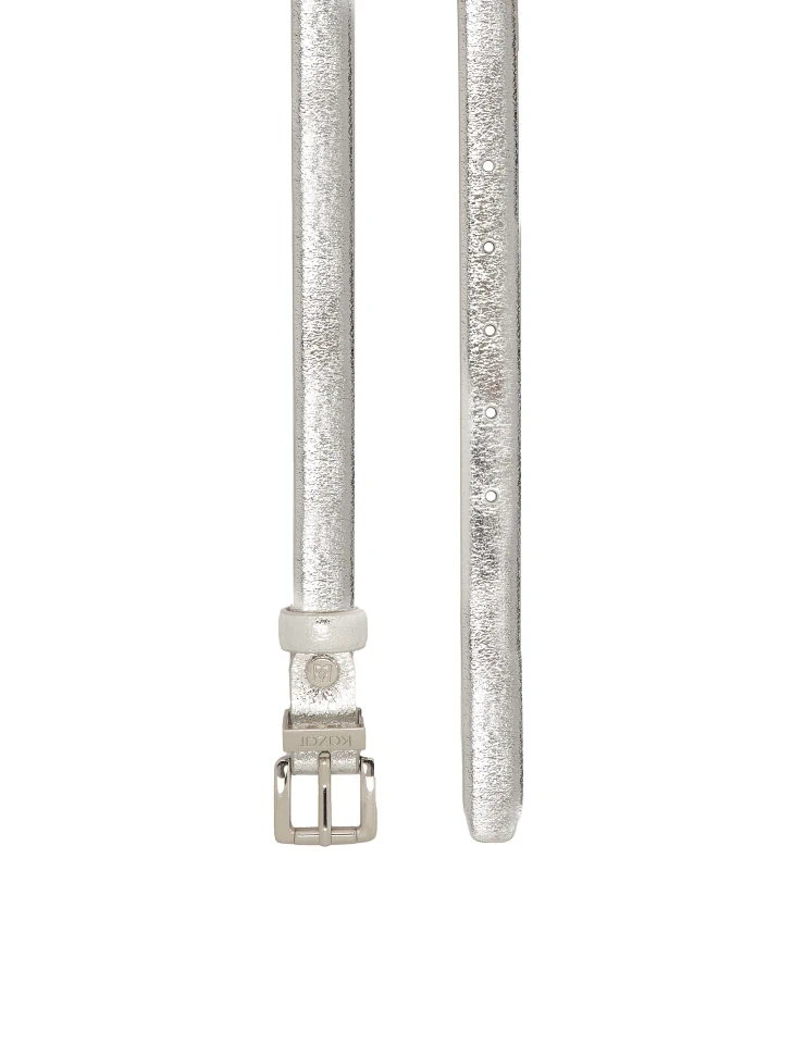 Kazar Narrow Silver Leather Belt