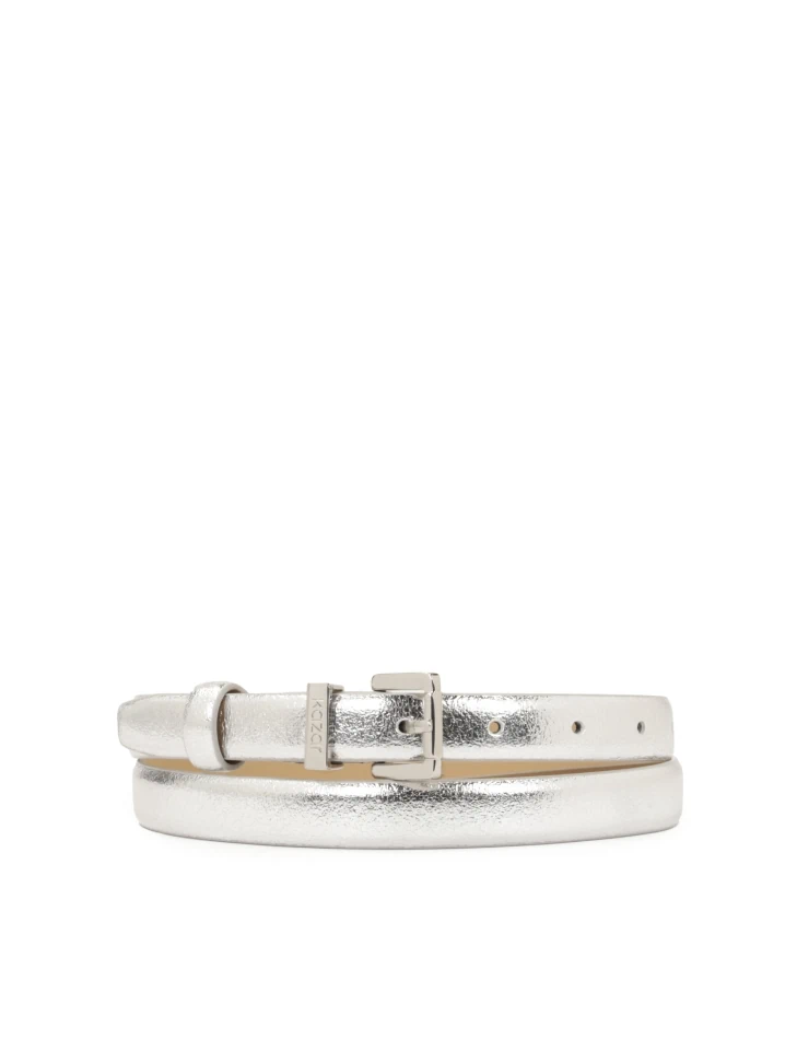 kazar Narrow silver leather belt