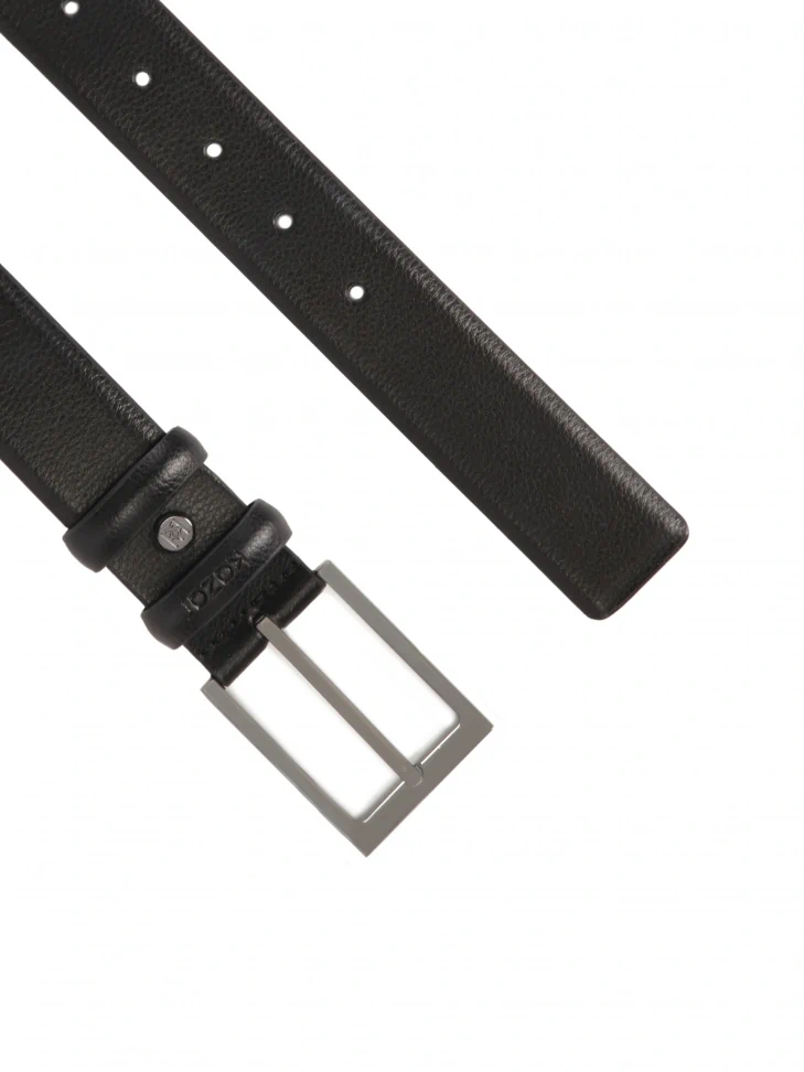 Kazar Narrow Smooth Leather Belt In Black Color