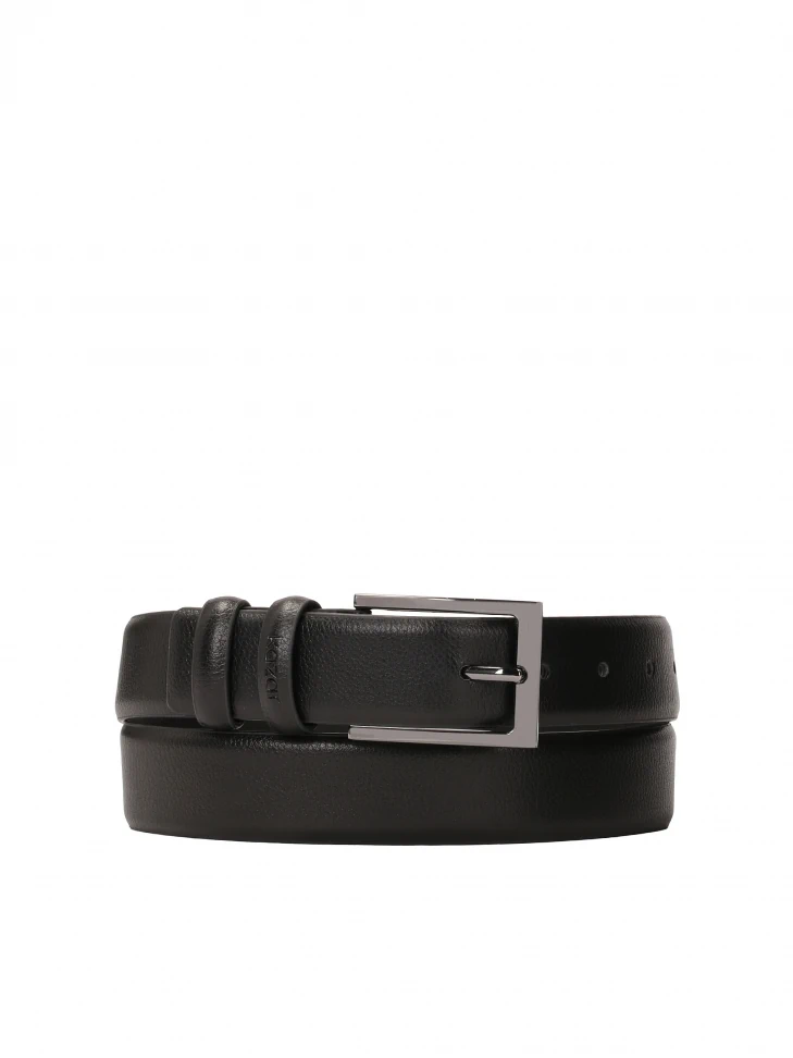 kazar Narrow smooth leather belt in black color