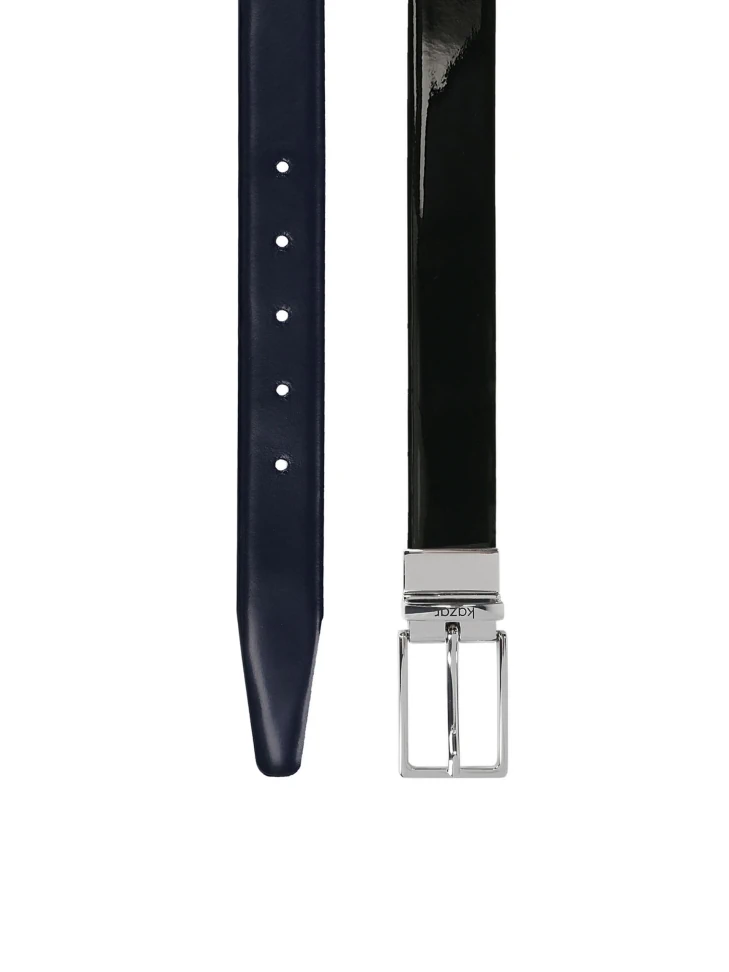 Kazar Navy Blue And Black Reversible Belt
