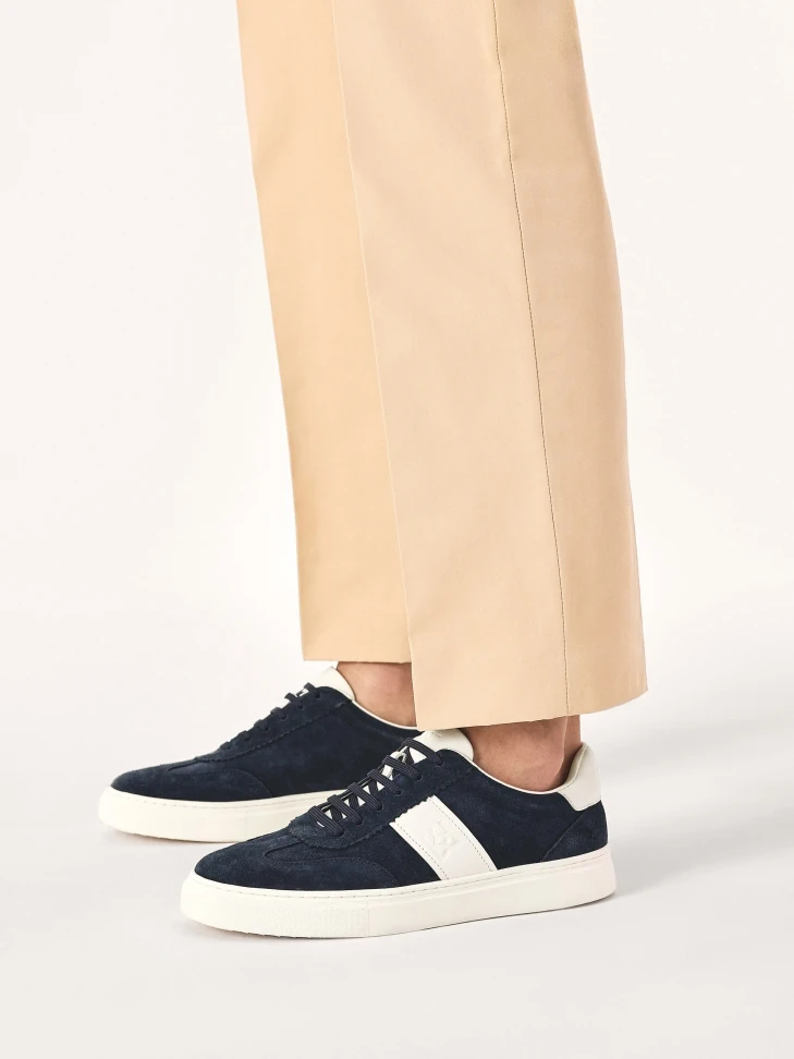 Kazar Navy Blue And White Suede Sneakers