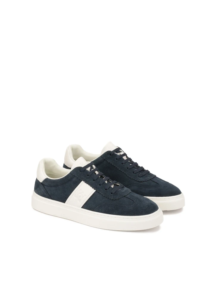 Kazar Navy Blue And White Suede Sneakers
