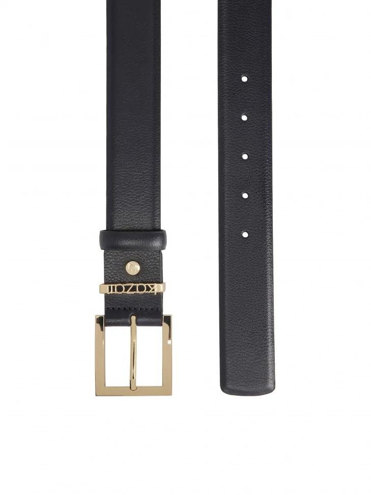 Kazar Navy Blue Belt With Logoed Belt Loop