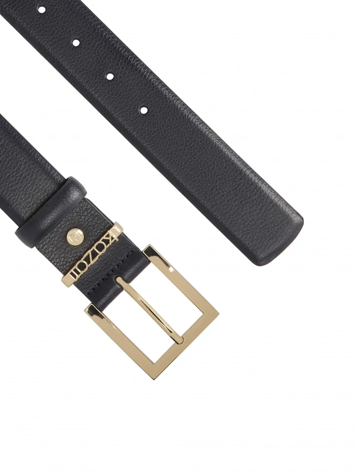 Kazar Navy Blue Belt With Logoed Belt Loop