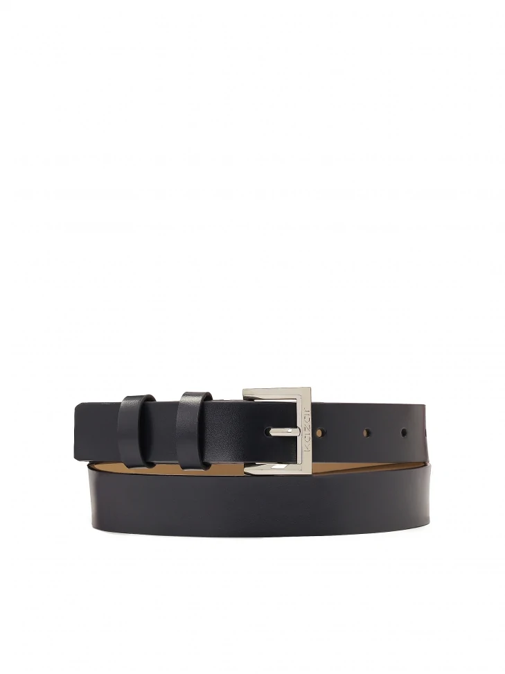 kazar Navy blue leather belt with silver buckle