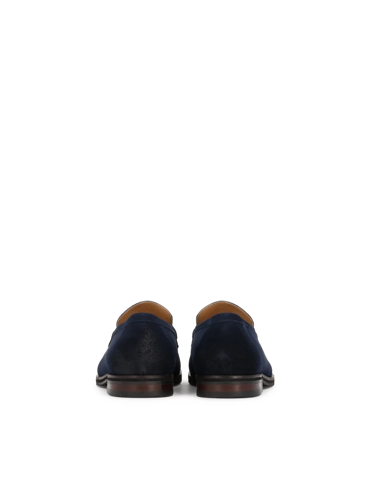 Kazar Navy Blue Loafers In Rubbed Suede