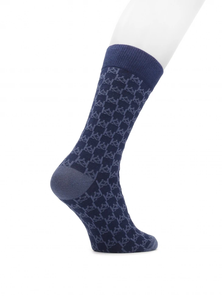 Kazar Navy Blue Men's Socks With KAZAR Monograms