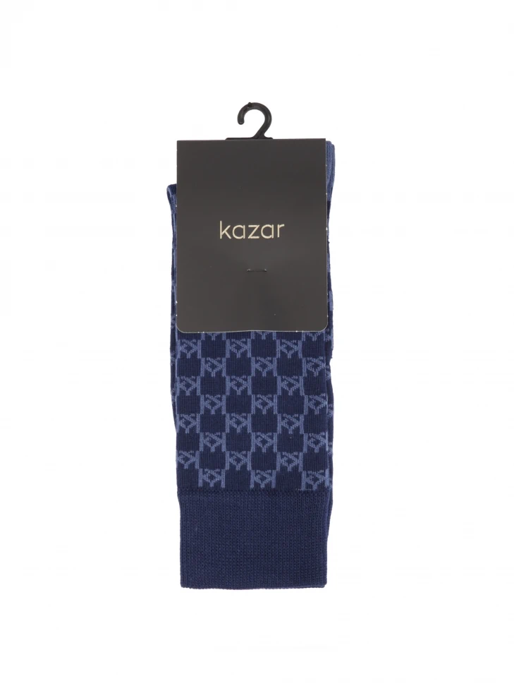 Kazar Navy Blue Men's Socks With KAZAR Monograms