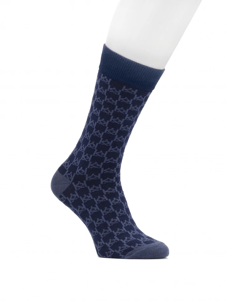 kazar Navy blue men's socks with KAZAR monograms