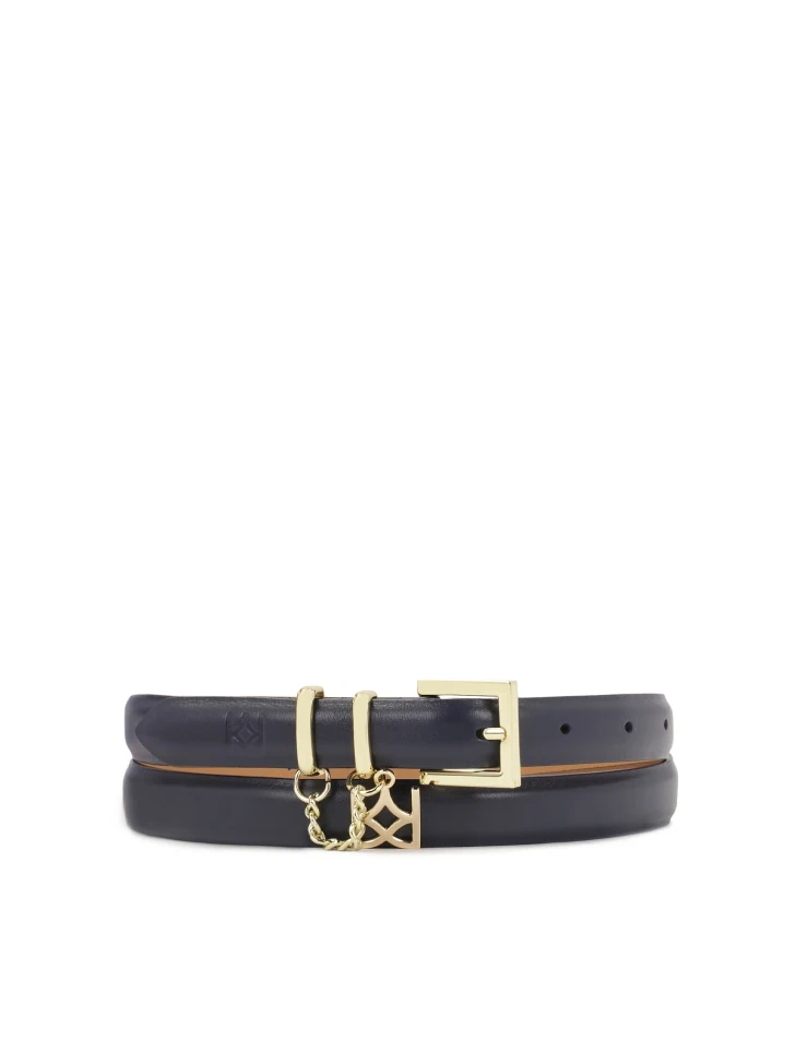 kazar Navy blue narrow belt with gold decoration